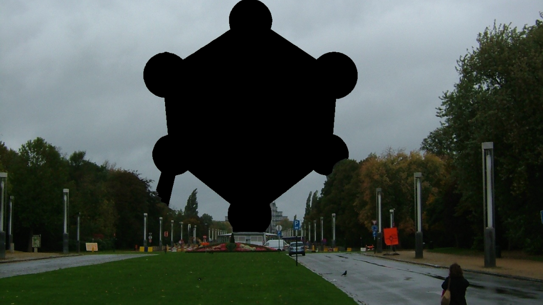 Wikipedia mag de foto van het Atomium niet publiceren. Atomium_010-censored.png