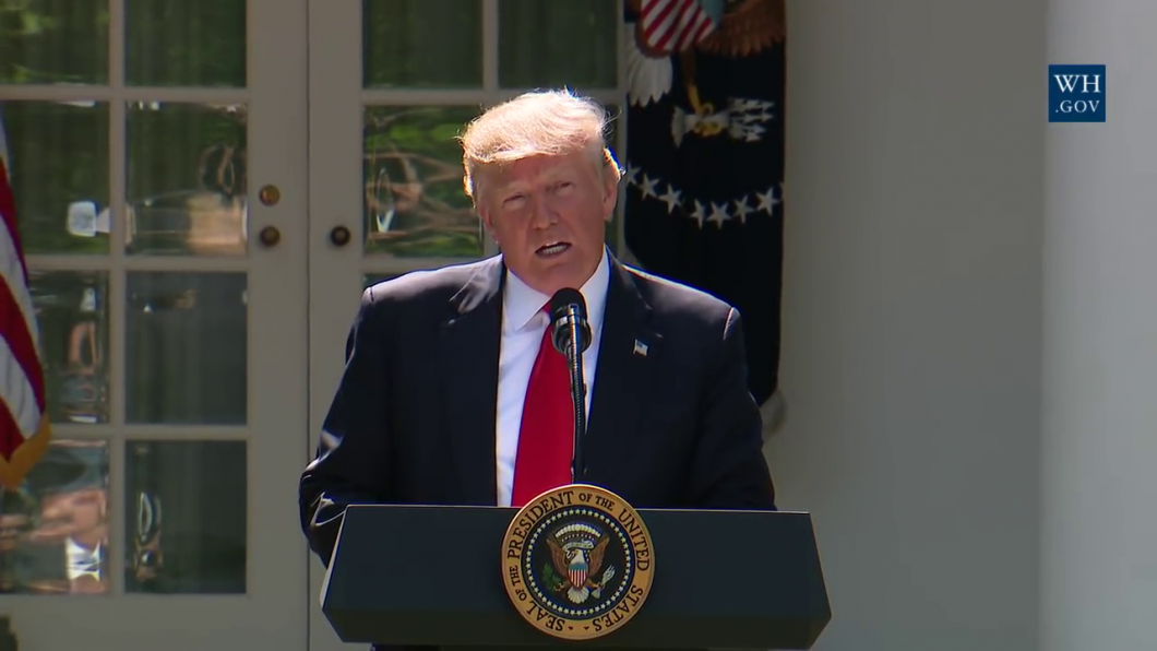 Trump stapt uit klimaatakkoord Trump Rosegarden