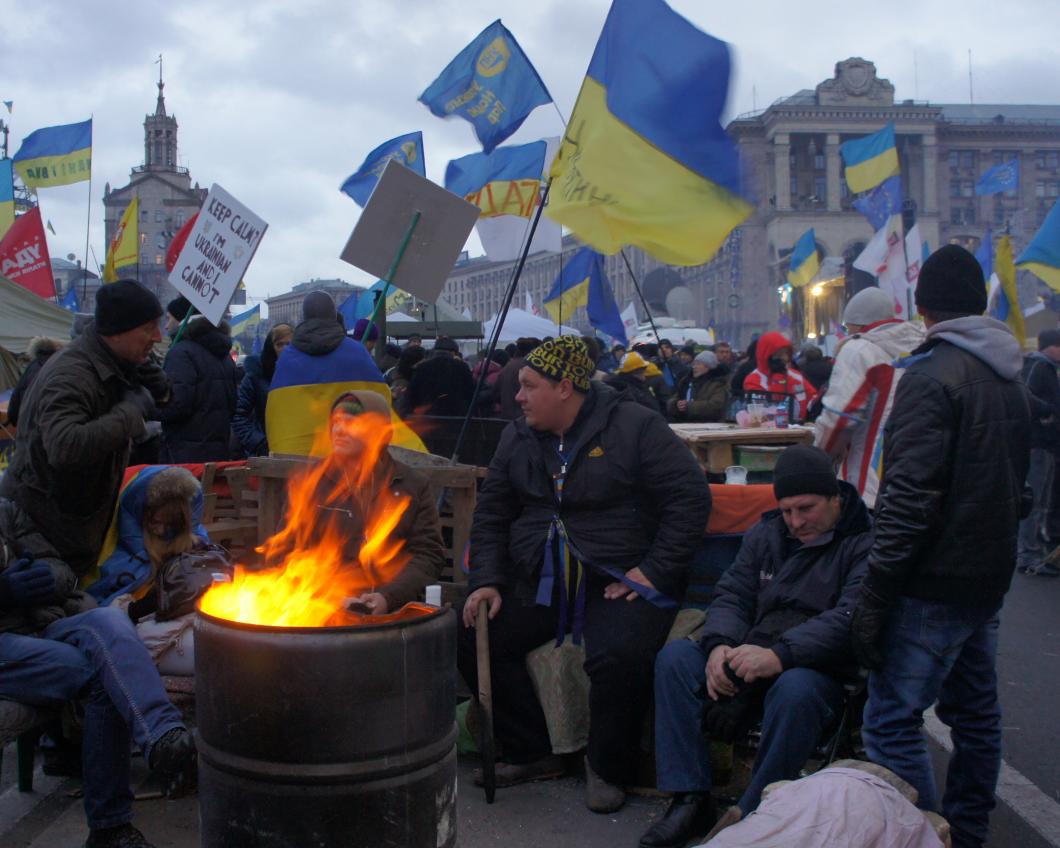 Demonstranten op het Maidanplein (foto: spoilt.exile) Demonstranten op het Maidanplein